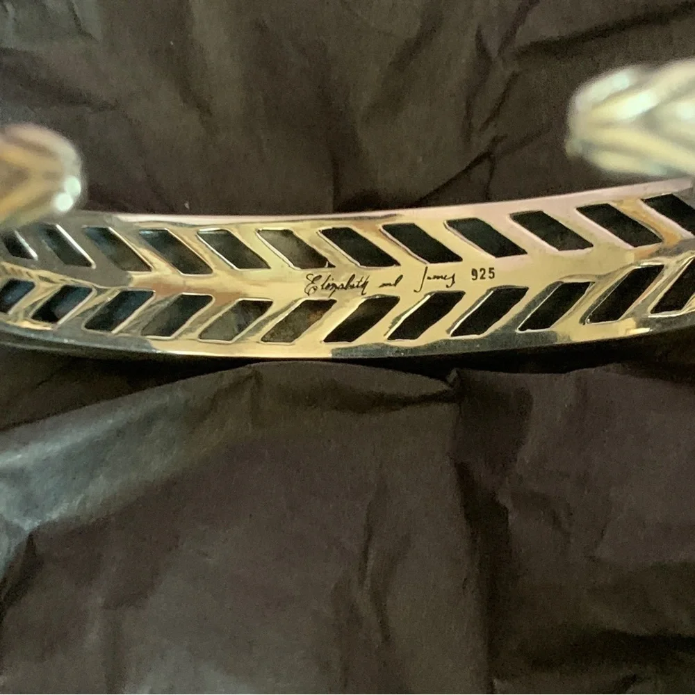 COPY - Elizabeth and James Textured Feather Stud Cuff bracelet sterling silver - Picture 5 of 11